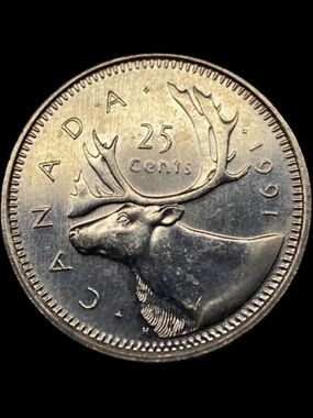 Canadian 25 Cents Coin - Caribou Design (Silver Tone) 1991 low mintage